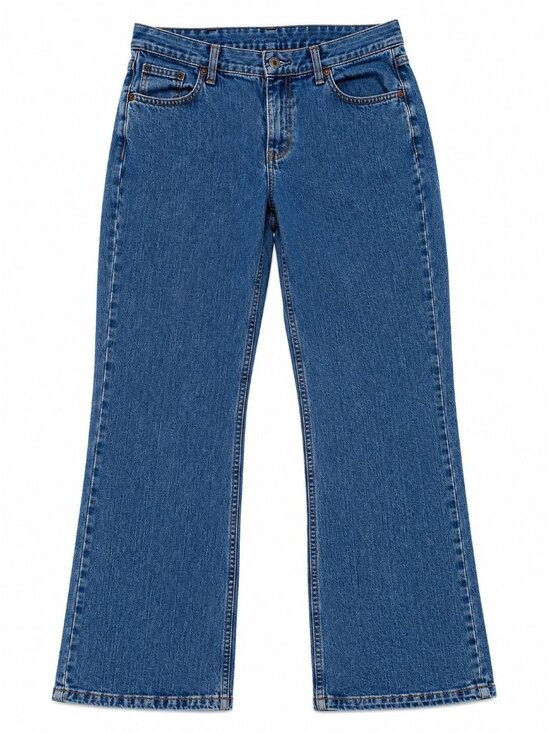 Unbranded Denim - Women's Medium Wash Bootcut Jeans Size 14 Avg Classic Five Pocket Cotton Denim